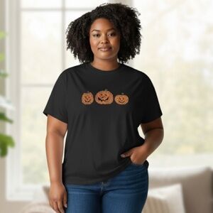 Fashion Bug Halloween Bright Metal Studs Black‎ T-Shirt bling pumpkins 2XL